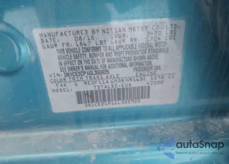 2016 Nissan Versa Note S (Sr)/S Plus/Sl/Sr/Sv из США, поврежденный, VIN 3N1CE2CP1GL355925